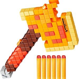 NERF Minecraft Firebrand Dart‑Blasting Axe – 3 Dart Capacity + Storage